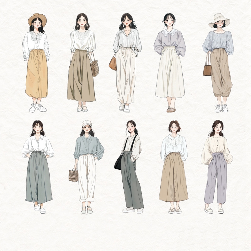 Набор наклеек Korean chic, пастель, бумага, 10 см, 10 штук