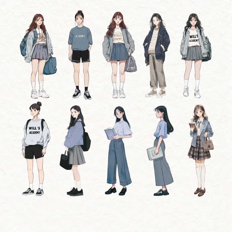 Набір наліпок Korean chic, блакитний, папір, 10 см, 10 штук