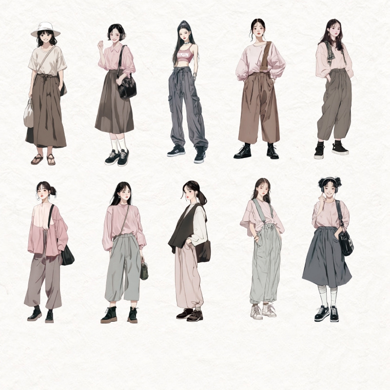 Набір наліпок Korean chic, рожевий, папір, 10 см, 10 штук