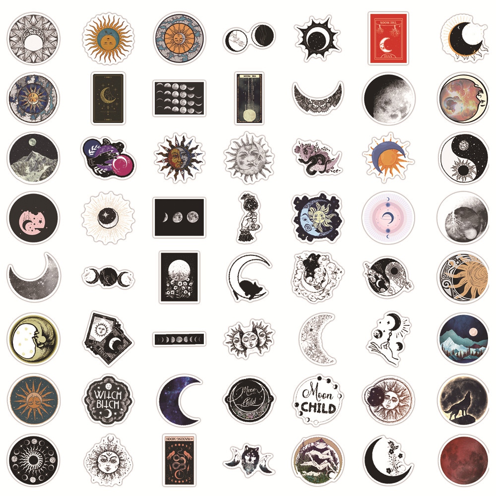 Набор наклеек Лунная ночь, пленка, 4-5 см, 60 штук