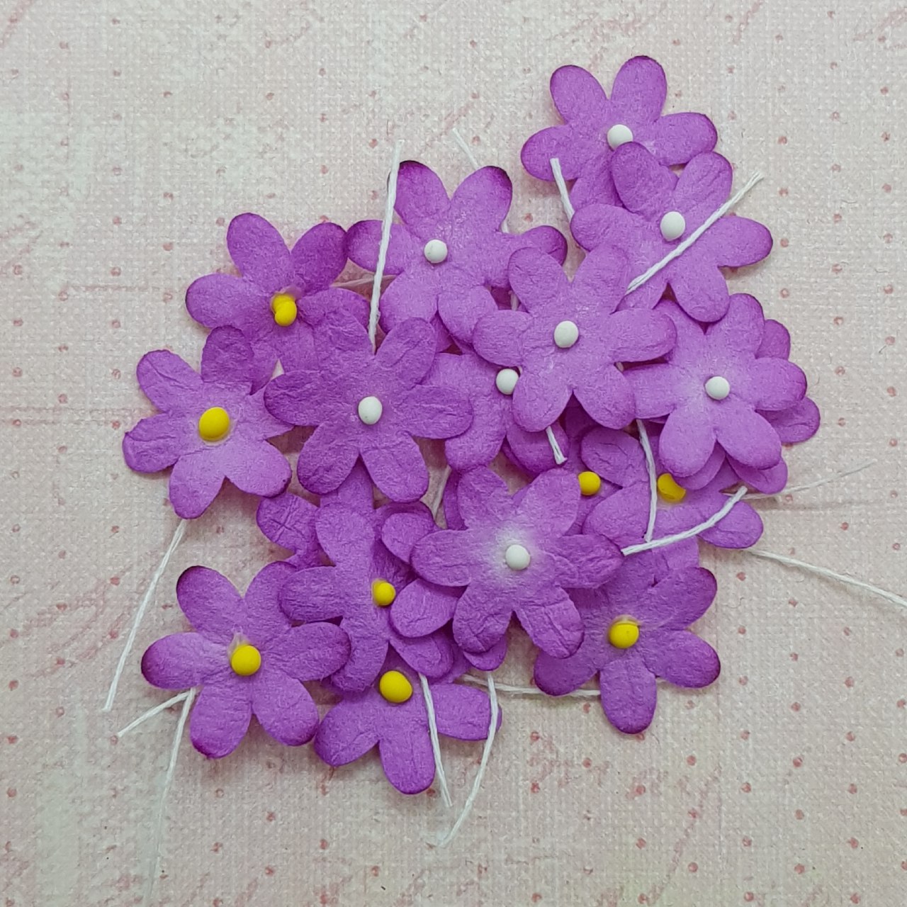 Набор плоских цветочков, фиолетовый, 1,5 см, 10 шт