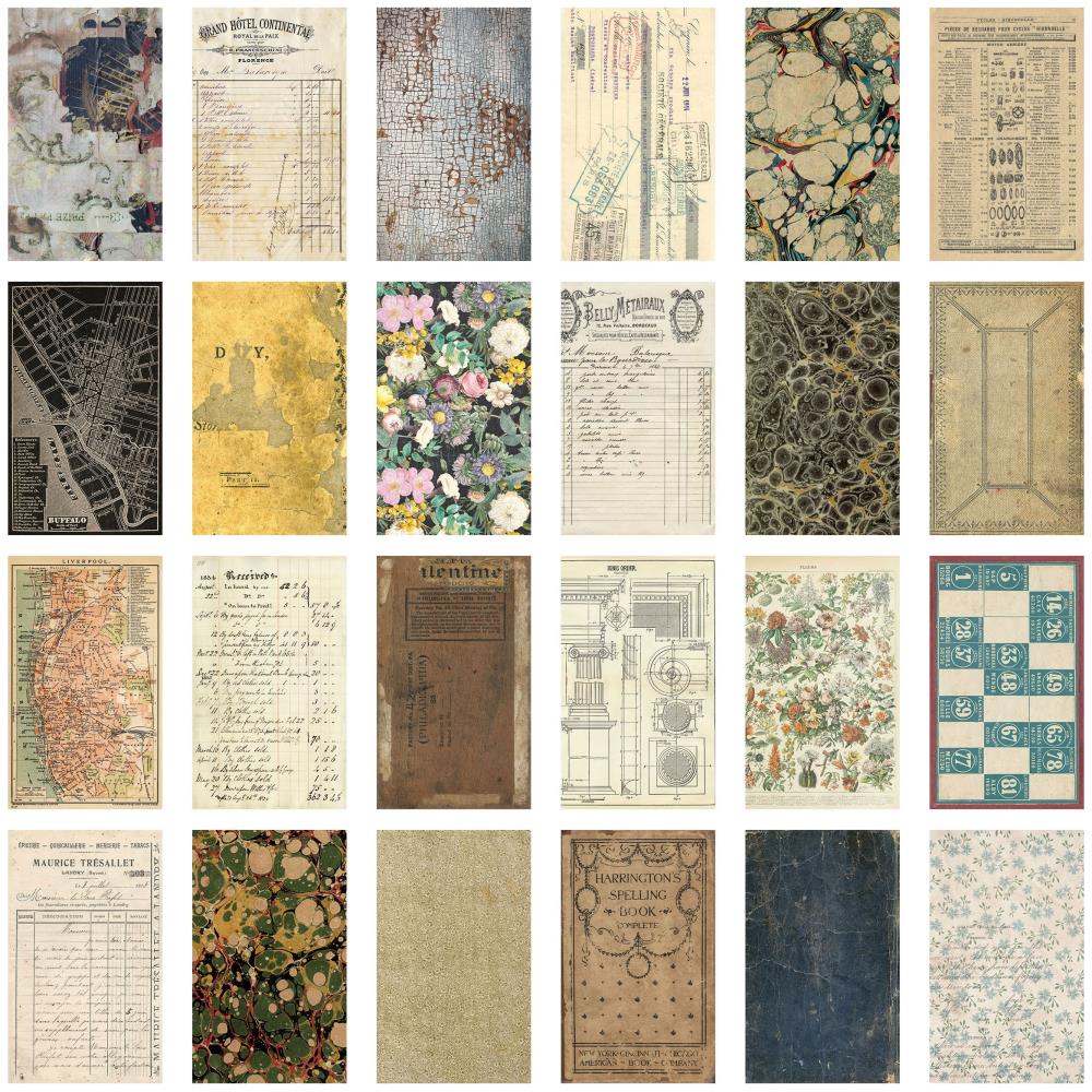Набір паперу для скрапбукінгу, Idea-Ology Backdrops 2, 15х20 см, 24 шт, Tim Holtz