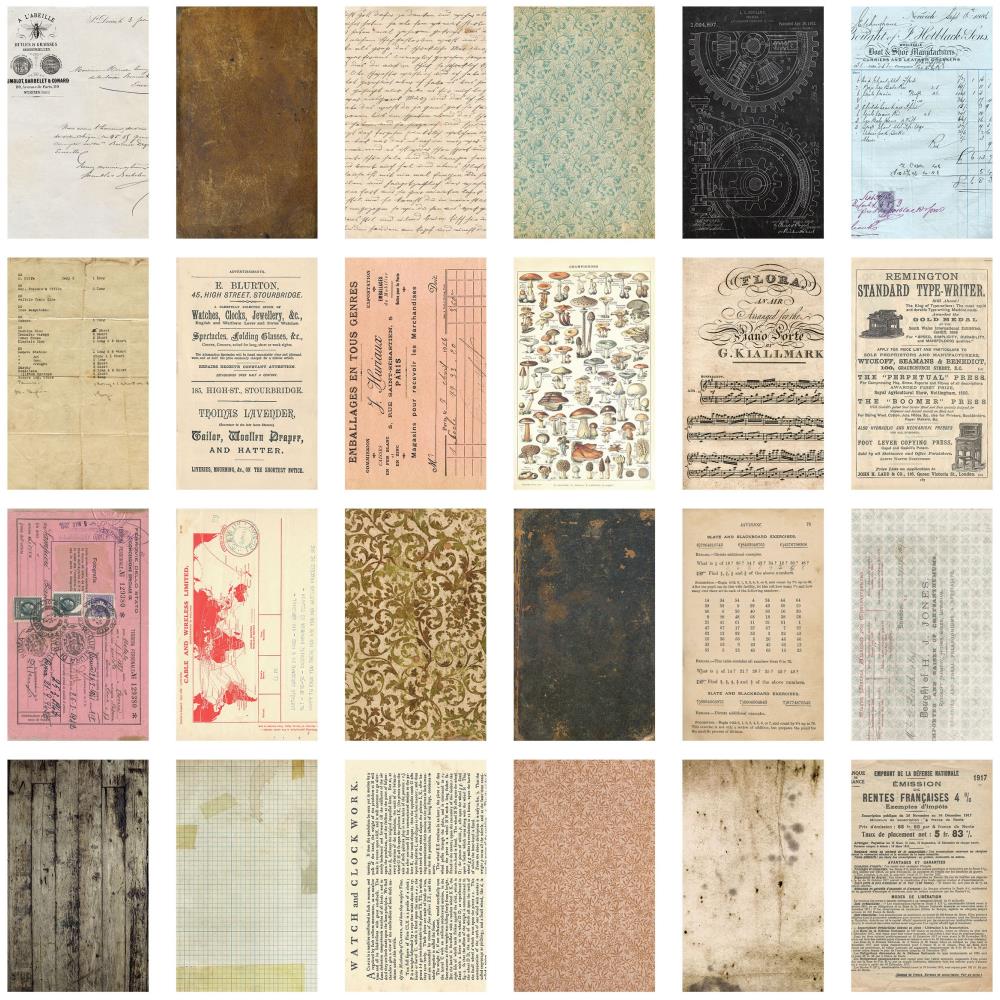 Набір паперу для скрапбукінгу, Idea-Ology Backdrops 2, 15х20 см, 24 шт, Tim Holtz