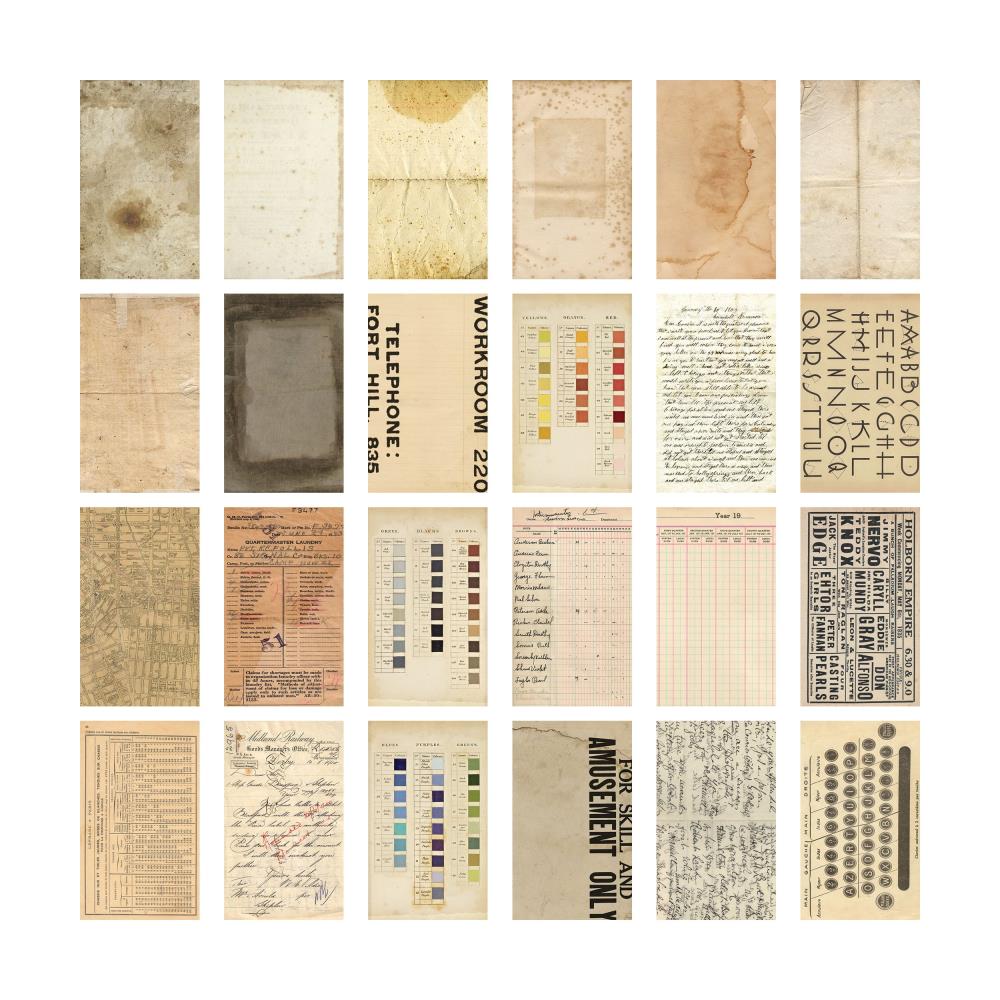 Набір паперу для скрапбукінгу, Idea-Ology Backdrops 4, 15х20 см, 24 шт, Tim Holtz