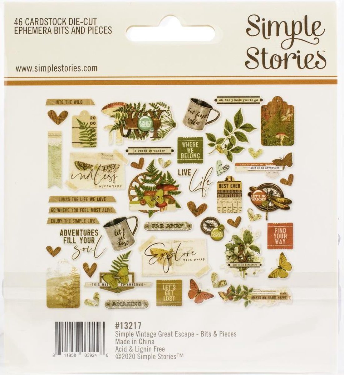 Набор высечек Vintage Great Escape, 46 шт, Simple Stories