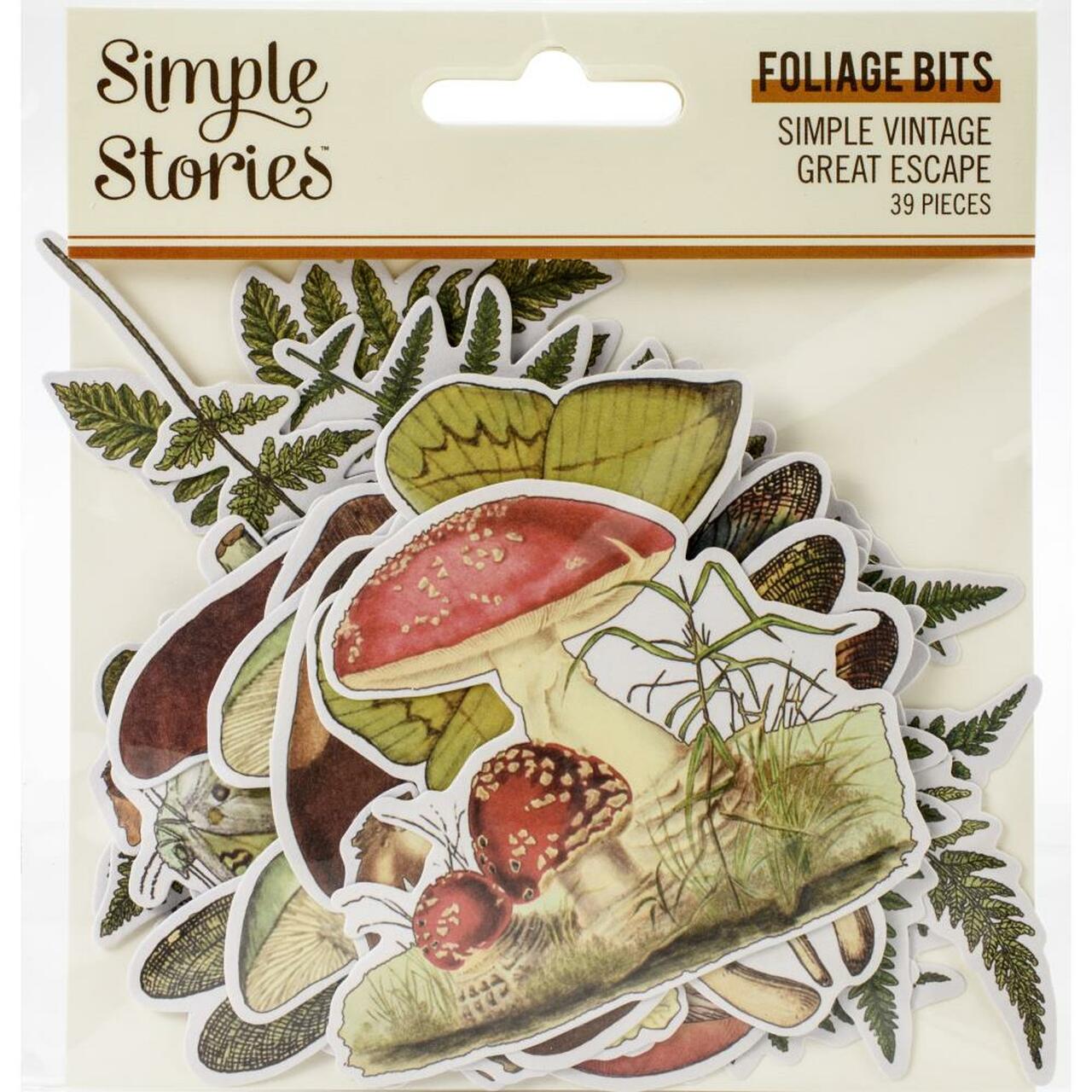 Набор высечек Vintage Great Escape Foliage, 39 шт, Simple Stories