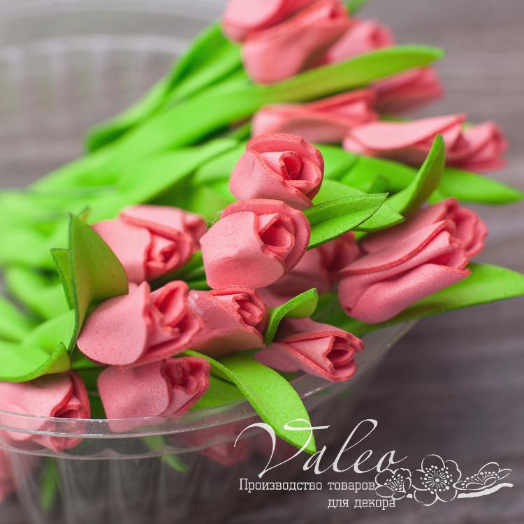 Декоративные Тюльпаны из фоамирана 8*18 мм, 5 шт, розовый, Valeo