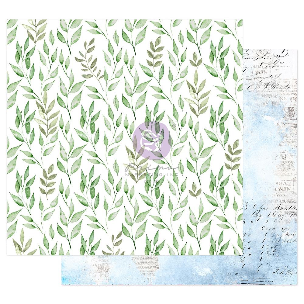Лист двусторонней скрапбумаги, Watercolor Floral, Peaceful Bliss, 30х30 см, Prima