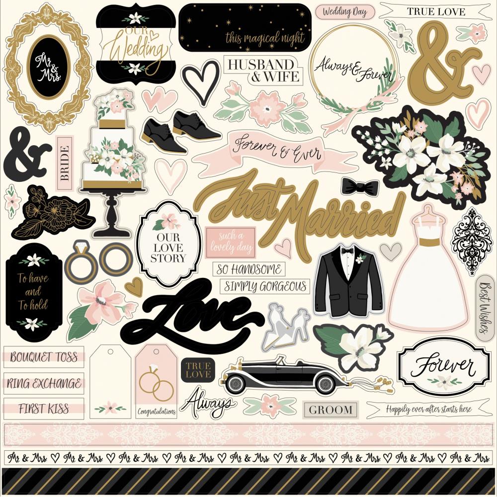 Набор наклеек Wedding day 30х30 см Echo Park