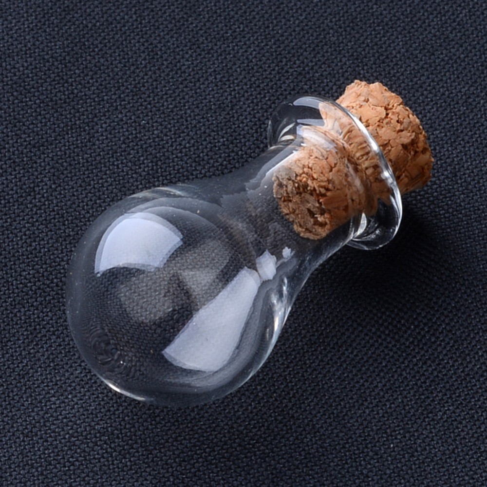 Декоративная стеклянная бутылочка с пробкой, капля, 28*14 мм, 2 мл, 1 шт