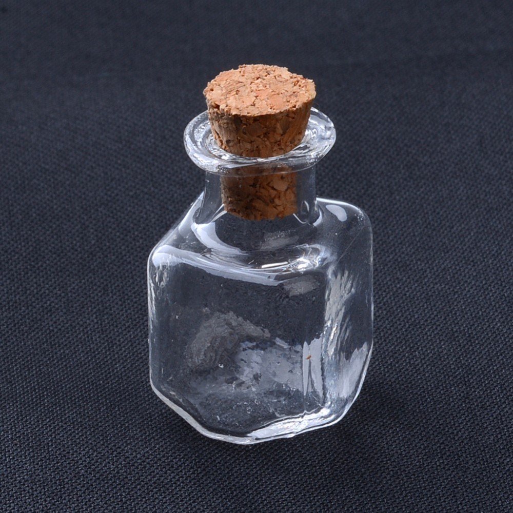 Декоративная стеклянная бутылочка с пробкой, куб, 26*14 мм, 2 мл, 1 шт