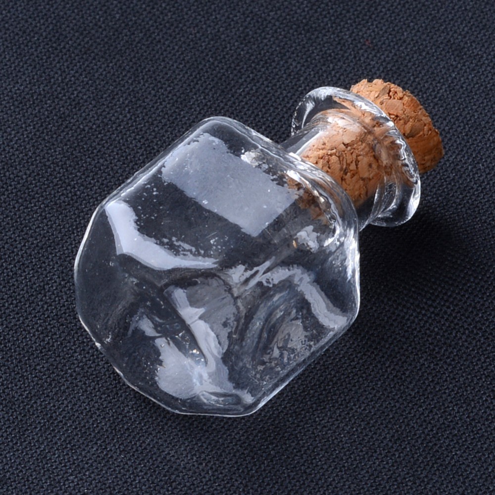 Декоративна скляна пляшка з пробкою, куб, 26*14 мм, 2 мл, 1 шт