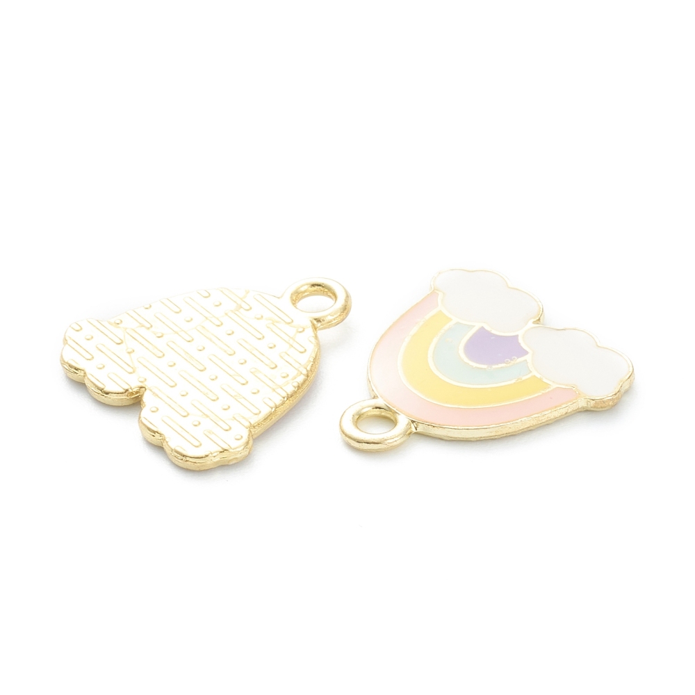 Подвеска с эмалью Радуга пастельная, светлое золото, 16х17 мм, 1 шт.
