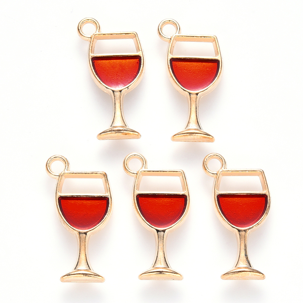 Підвіска з емаллю, Бокал, 1 шт, світле золото, 19х10х2 мм