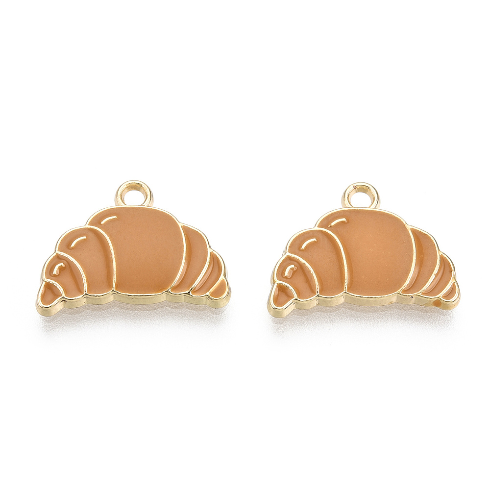 Підвіска з емаллю Круасан, світле золото, 12х17 мм, 1 шт.