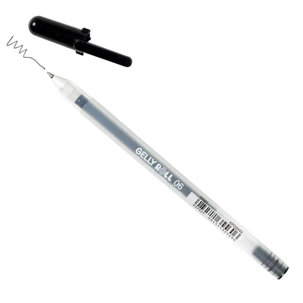 Ручка гелевая, Черная 06 MEDIUM (линия 0.6mm), Gelly Roll Basic, Sakura