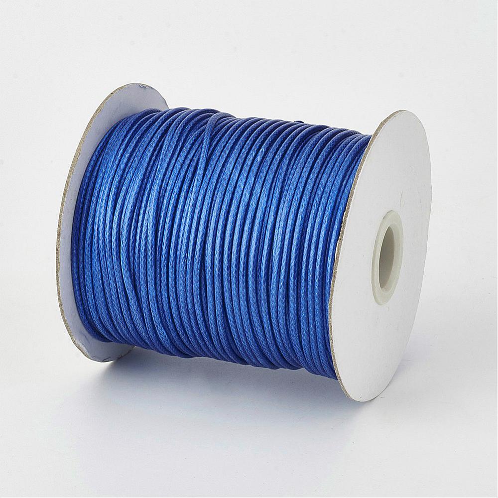 Вощений шнур, насичений синій, 90 см, 0,5 мм