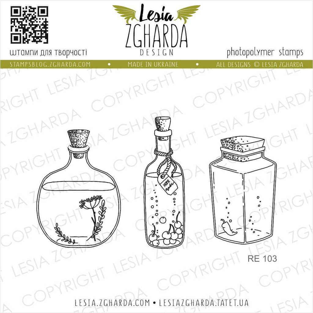 Набір штампів, Пляшки, 10х10см, Lesia Zgharda